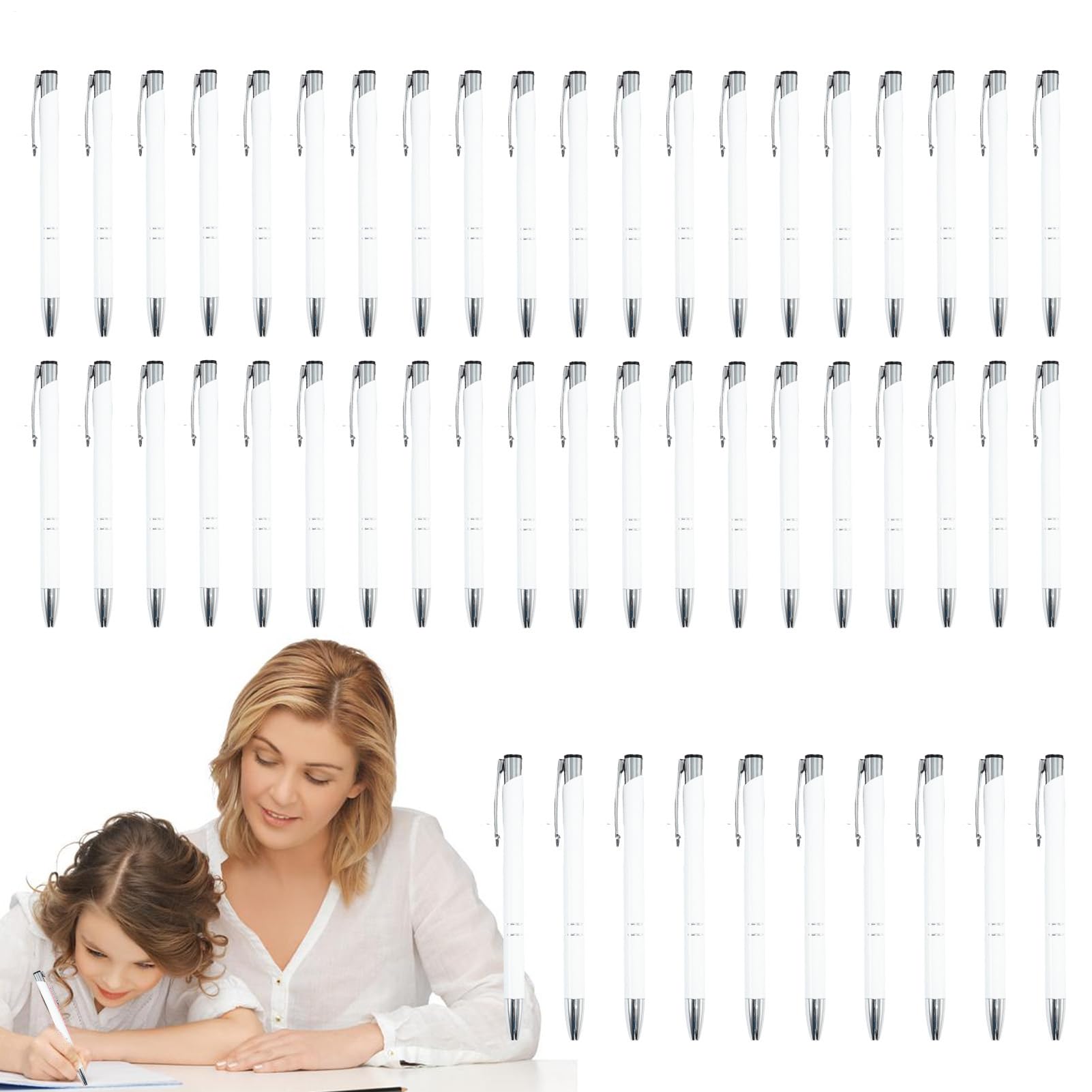50 penne stilografiche in metallo, cancelleria alla moda con clip argentata, matita multifunzione per infermieristica, affari, professionisti, scuola, viaggi, casa, insegnanti