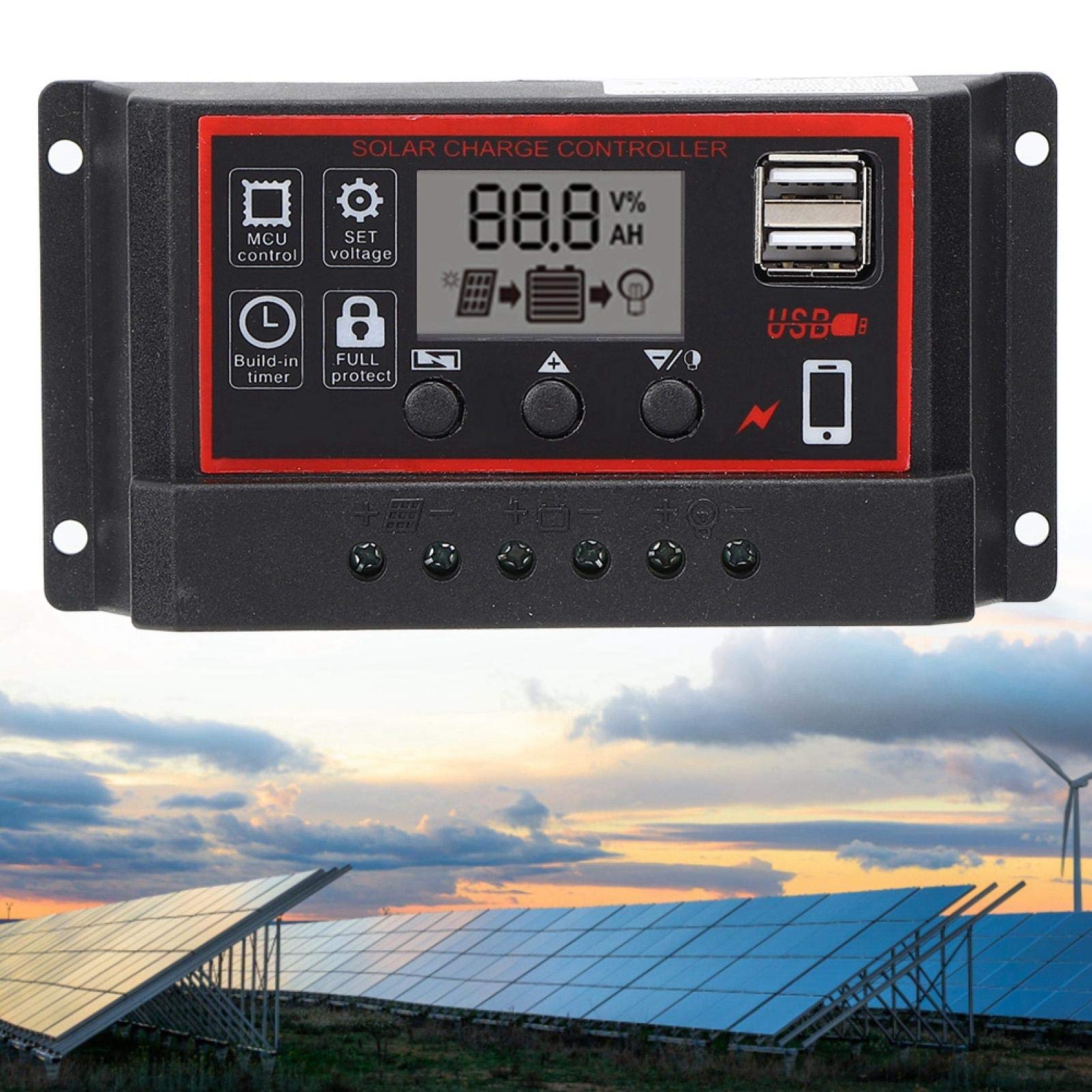 Amazon.co.jp: ソーラーチャージャーコントローラー 12V/24V LCD大画面