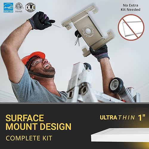 Miniatura 4 de NUWATT Panel cuadrado LED de montaje en superficie de 1 x 1 pies, 5CCT 2700K3000K3500K4000K5000K seleccionable, 1500LM 18W, controlador interno,