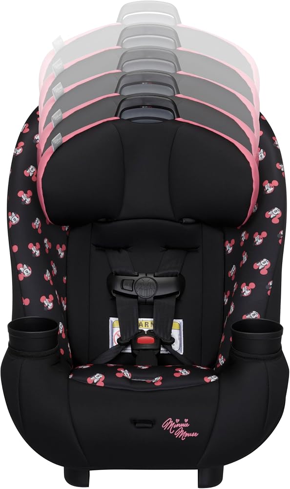 Disney Baby Ellaris 3-in-1 Convertible Car Seat, Slim Fit Design, Rear & Forward-Facing, 5-Position Headrest, 3-Across Fit, Travel-Friendly with Machine-Washable Seat Pad, Minnie Charm
