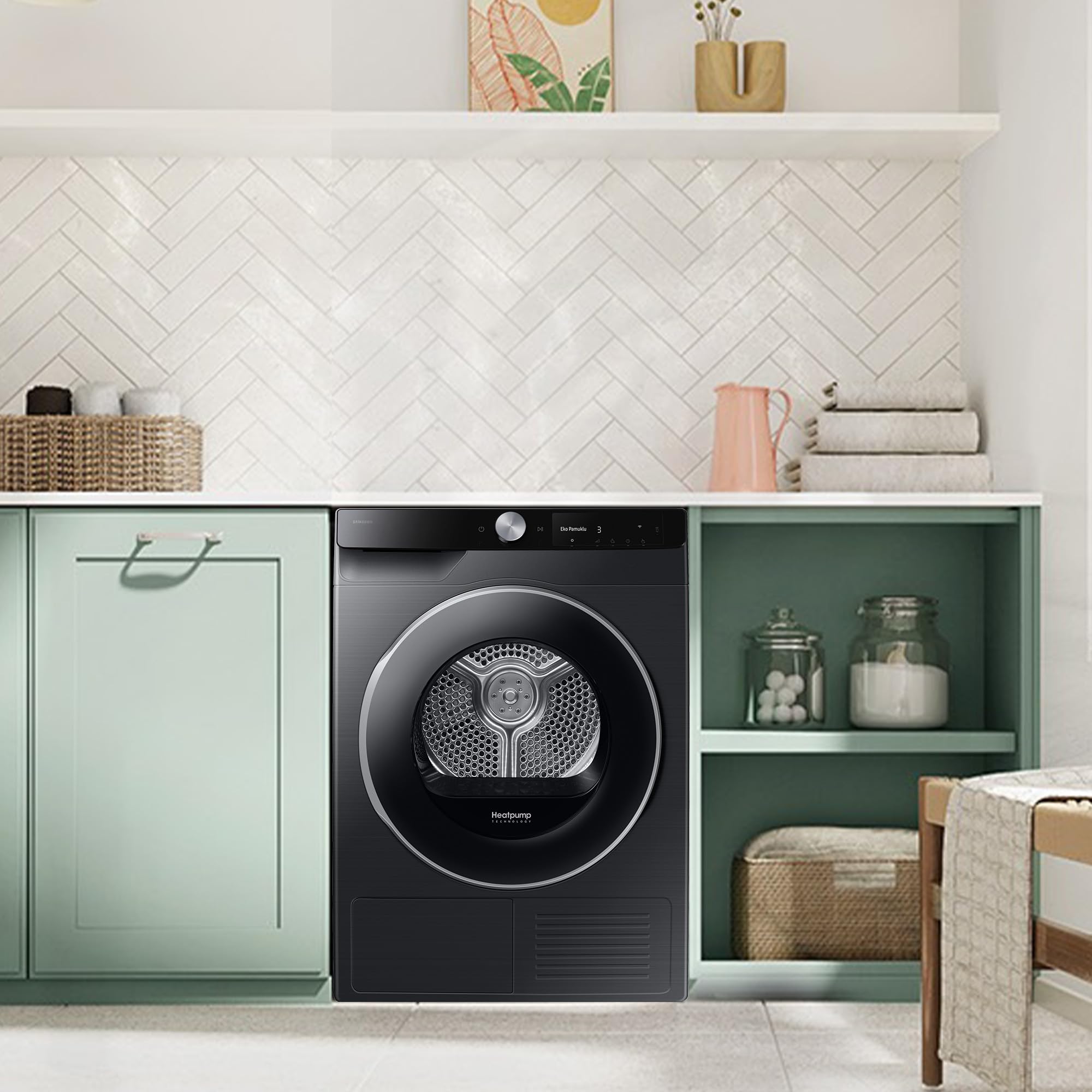 Samsung DV90DG6845LBU2 Wärmepumpentrockner DV6400D, 9 kg, EEK: A, AI Wäschetrockner mit Klartext-Display, AI Dry+ & Control, SuperSpeed, Hygiene Programm, SmartThings-App, Schwarz