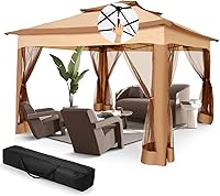 Vista 63 de COBIZI 10x10 Gazebos desplegables en oferta 11x11 Tienda de campaña con toldo fácil de montar al aire libre, Gazebo impermeable portátil