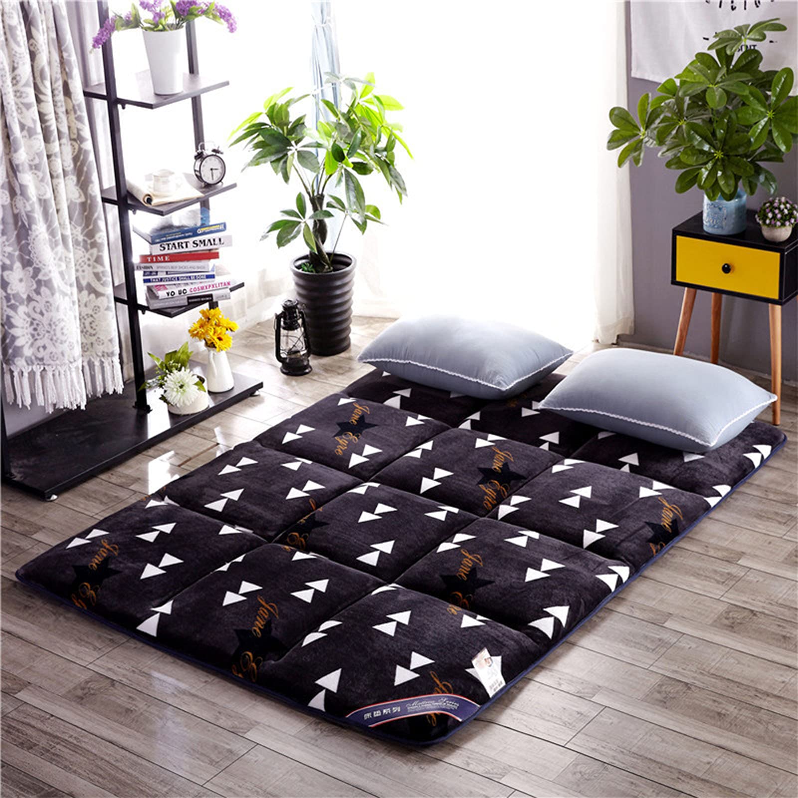 HLCUI Japanese Futon Tatami Cushion Mattress,Thick Foldable Flannel Mattress Student Dormitory Tatami Single Double Mattressfloor Mat,Non-Slip Sleeping Pillow Foldable Bed Mattress,B,100200CM