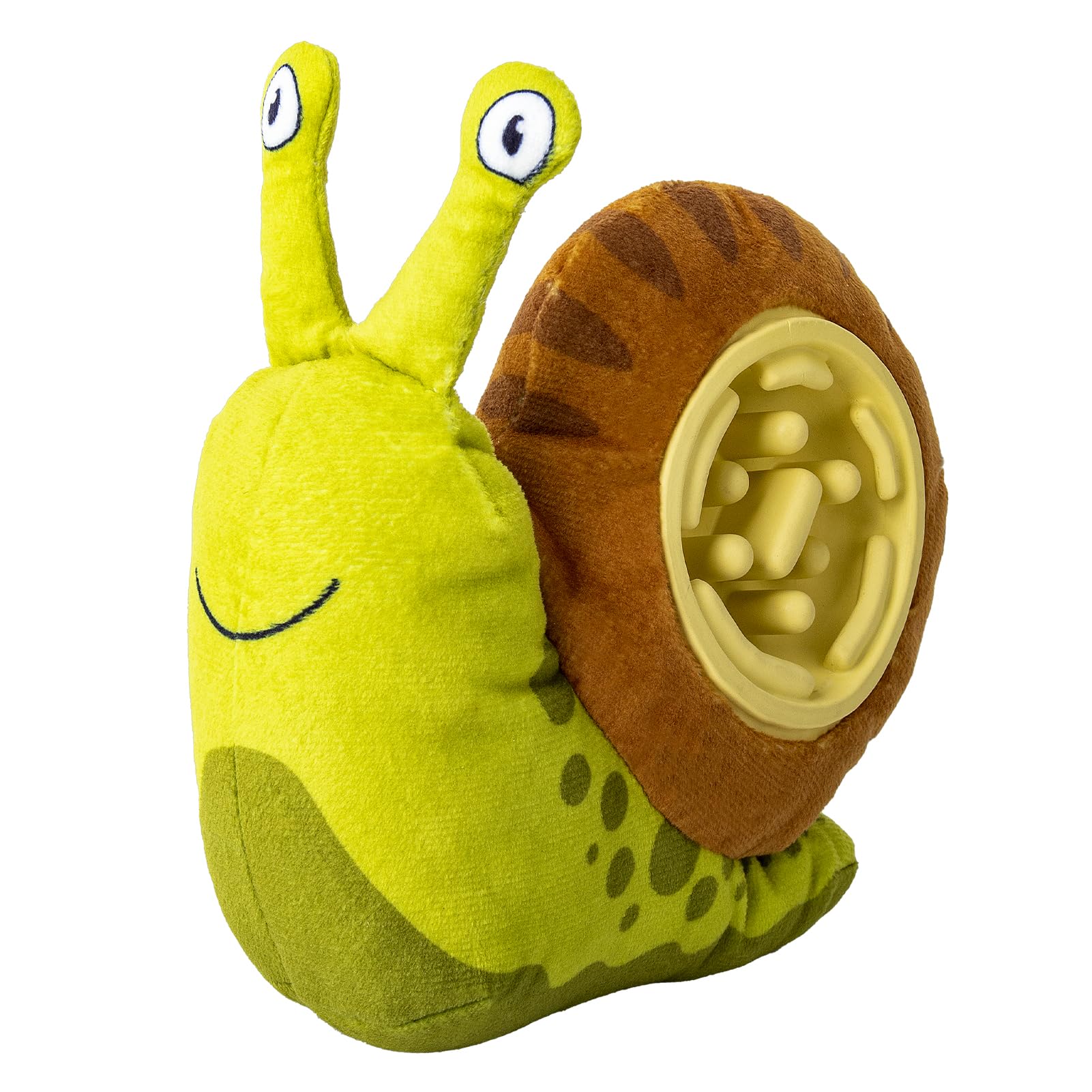 Hollypet Squeaky Plush Stuffed Dog Puzzle Toy with Slow Feeder Bowl, Interactive Chew Toy for Small and Medium Dogs, Snail
