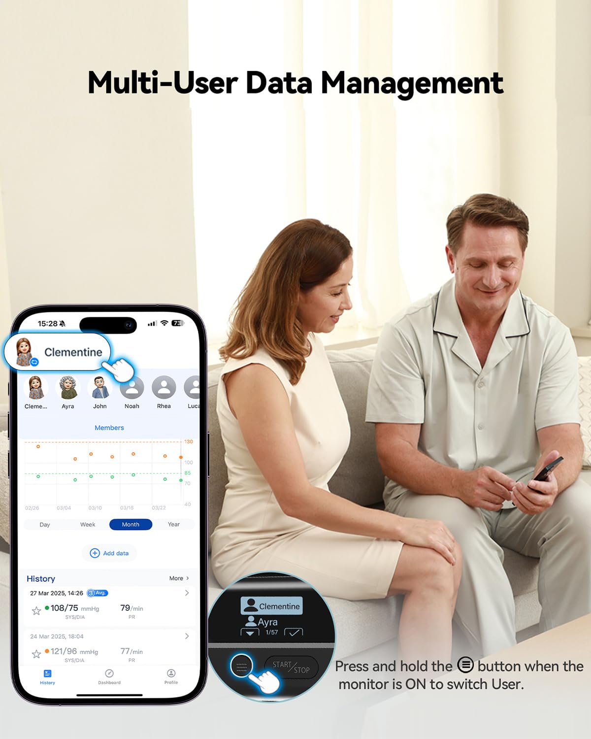 Wellue BP2 Connect -Tensiómetro de Brazo con ECG, Sincronización Wi-Fi y Bluetooth, Monitor de Presión Arterial, Monitoreo Cardíaco ECG, Mediciones en Tiempo Real