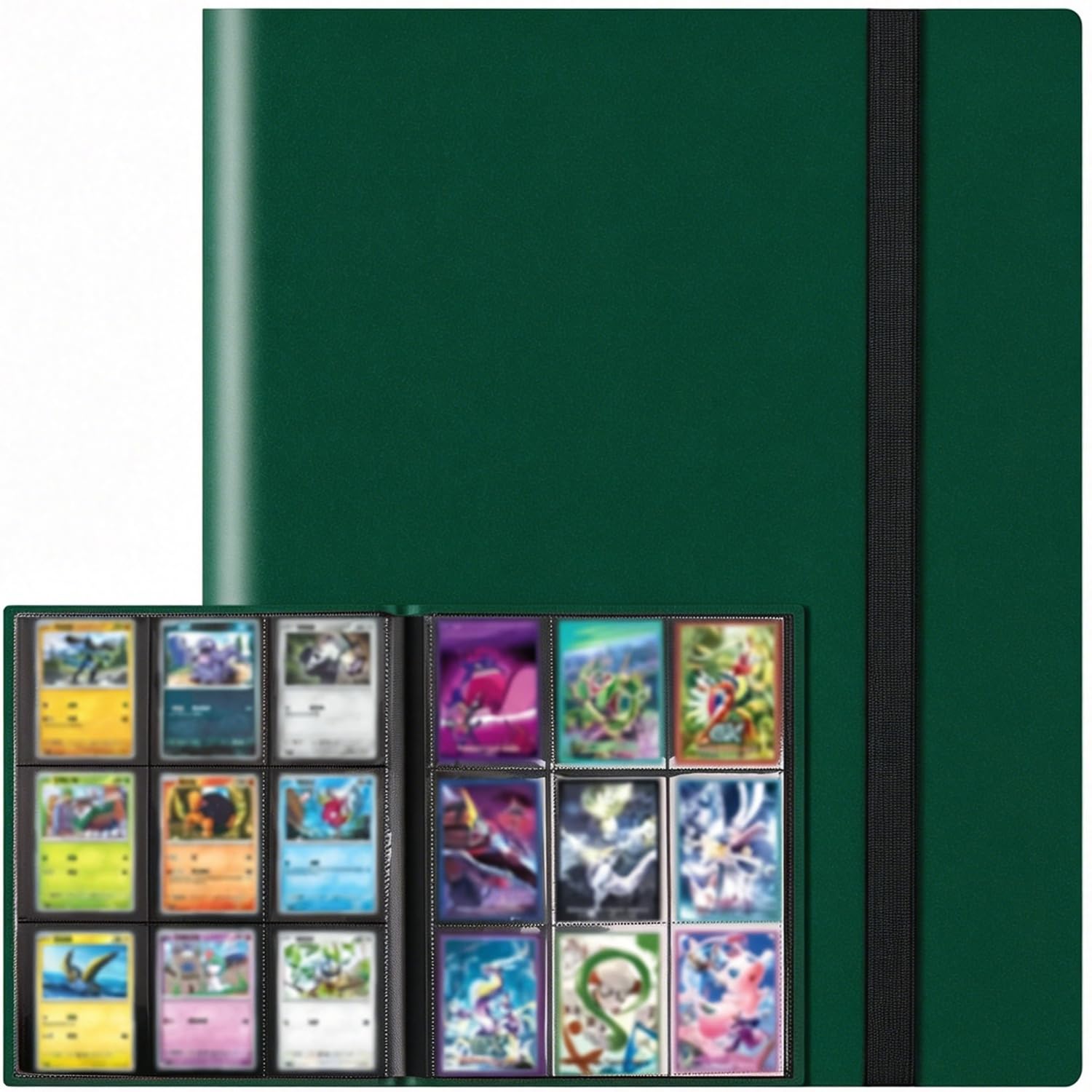 9 Pocket Trading Card Binder, Card Album with 360 Side Pockets, Sports Card Book Card Folder Card Holder Fit for MTG TCG Baseball Football Game Cards(Green, 360 Pockets)