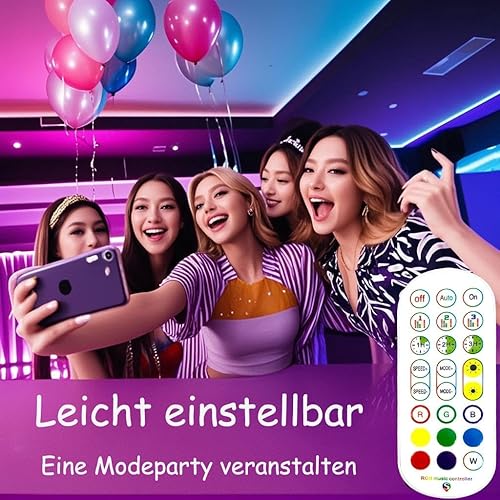 Miniatura 2 de GLPE Luces LED para dormitorio con alimentación USB, tiras de luz LED Bluetooth de 32.8 pies, aplicación inteligente y control remoto, IP65