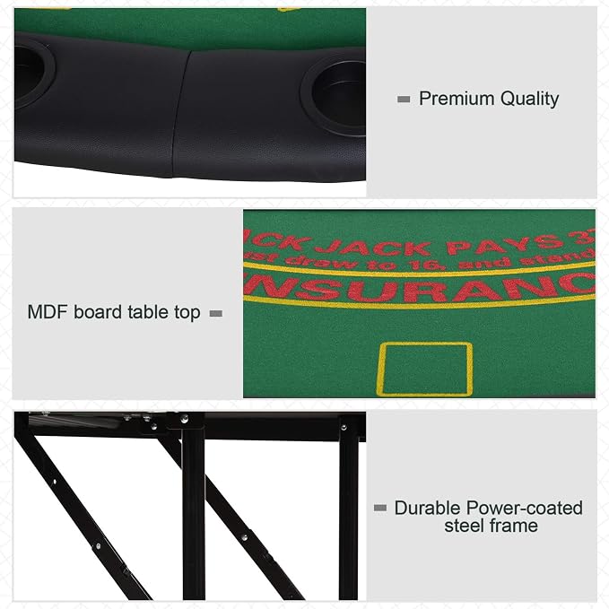 Mesa de Poker Soozier Plegable para 7 Jugadores Verde miniatura 6