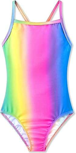TENVDA Trajes de baño de una pieza para niñas, traje de baño deportivo con cuello halter