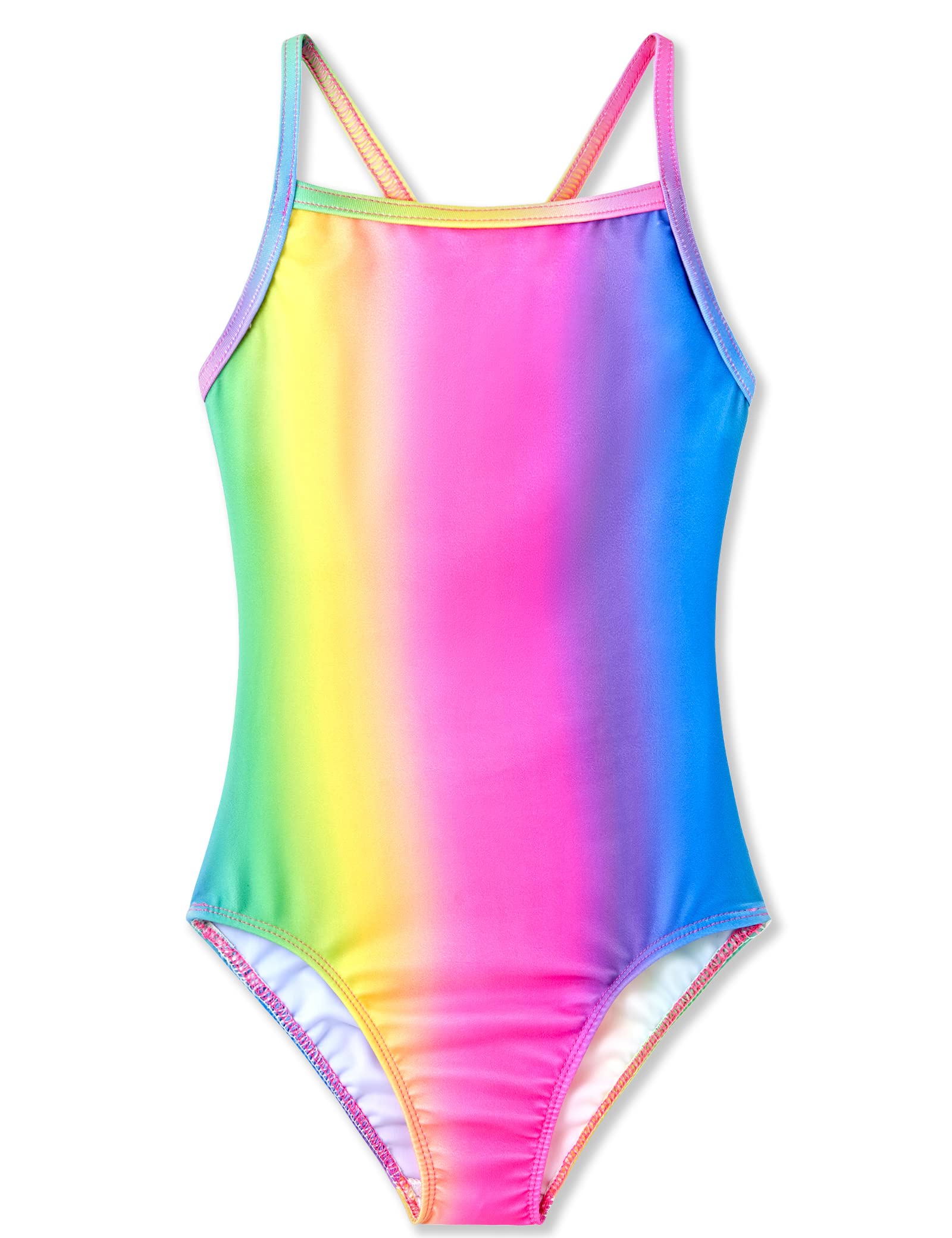 TENVDA Girls One Piece Swimsuits Sport Halter Swimwear Beach Bathing Suit