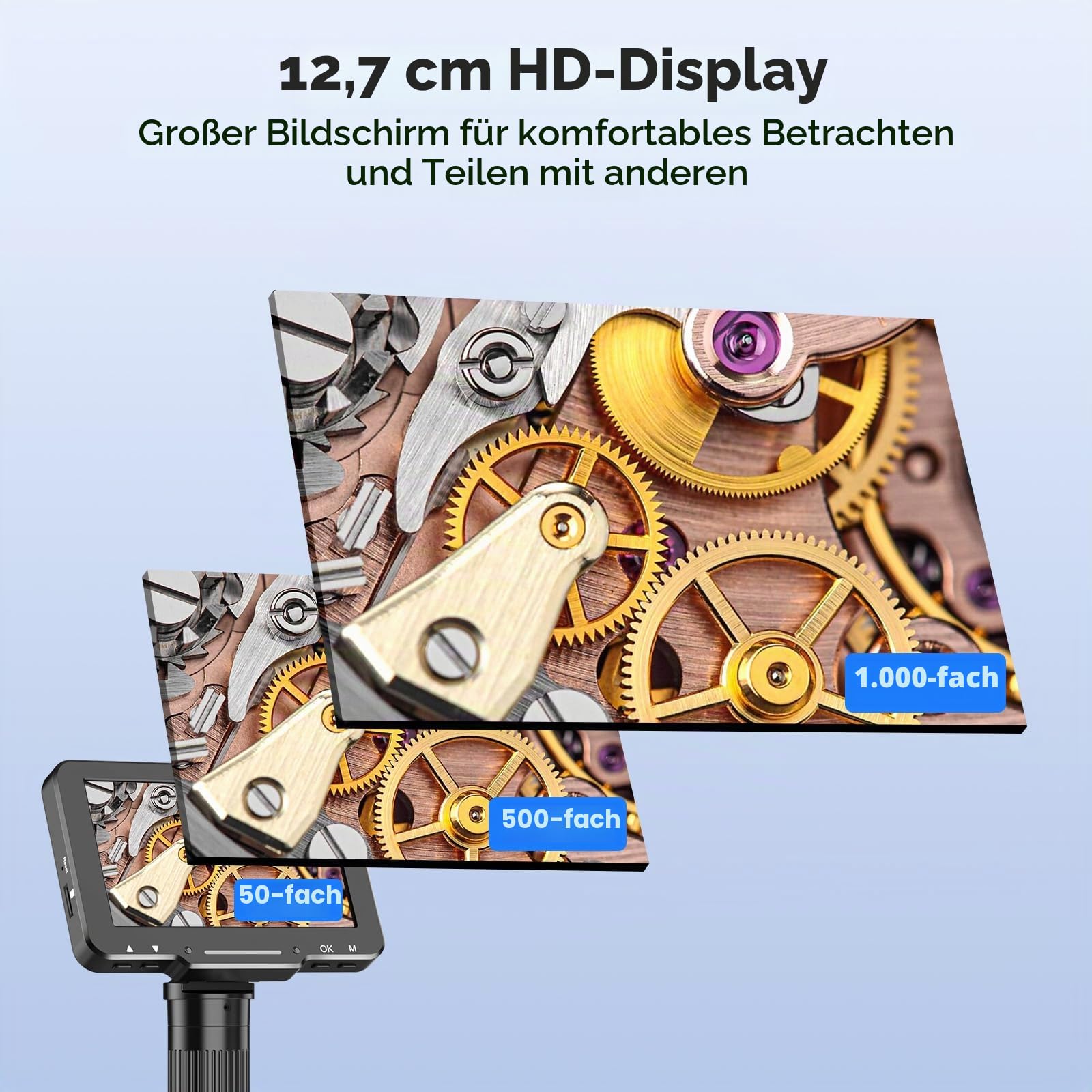 Digitales LCD-Lötmikroskop für PCB-Reparatur mit C-Klemme, 12,7 cm | Für Lötprüfungen und Elektronikreparatur; C-Klemme hält beide Hände frei, und der Bildschirm funktioniert ohne Computer.