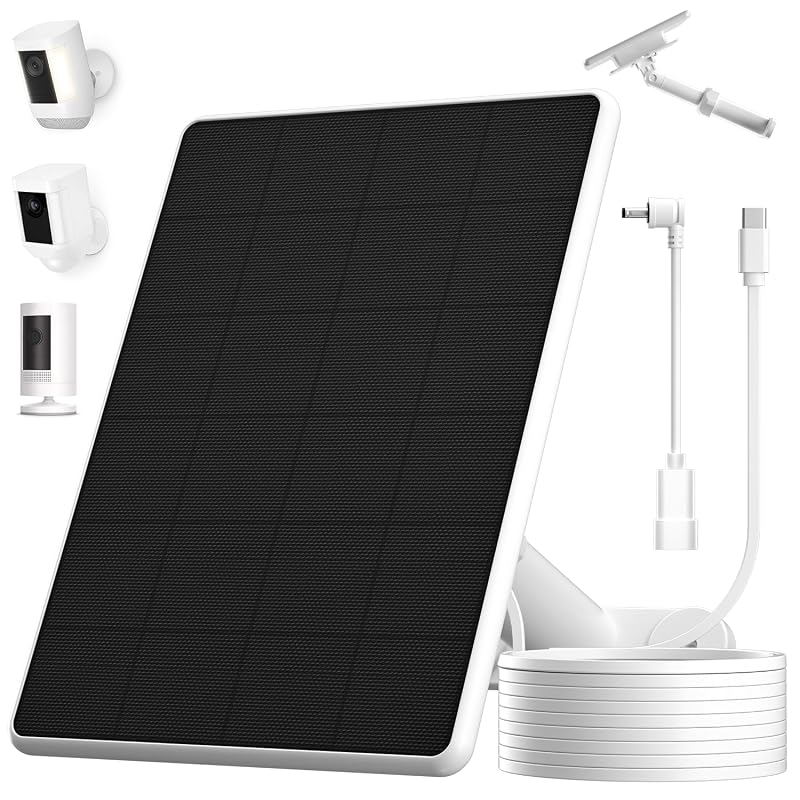 Painel solar de 6 W para Ring Spotlight Cam Battery e Stick Up Cam Battery com suporte ajustável e cabo USB de 3,05 m, Adarqeks, 1 unidade