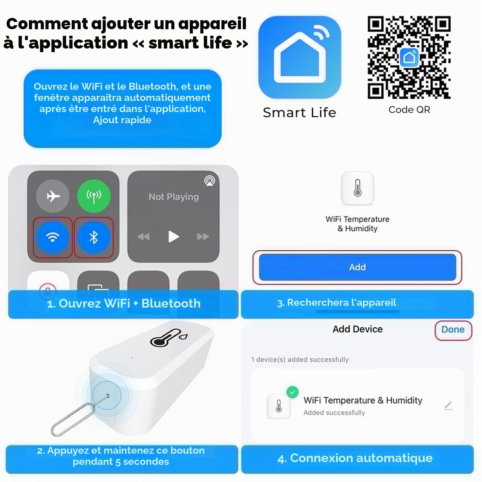 SPORTARC pour Tuya Lot de 10 capteurs de température et d'humidité sans fil WiFi pour serre domestique