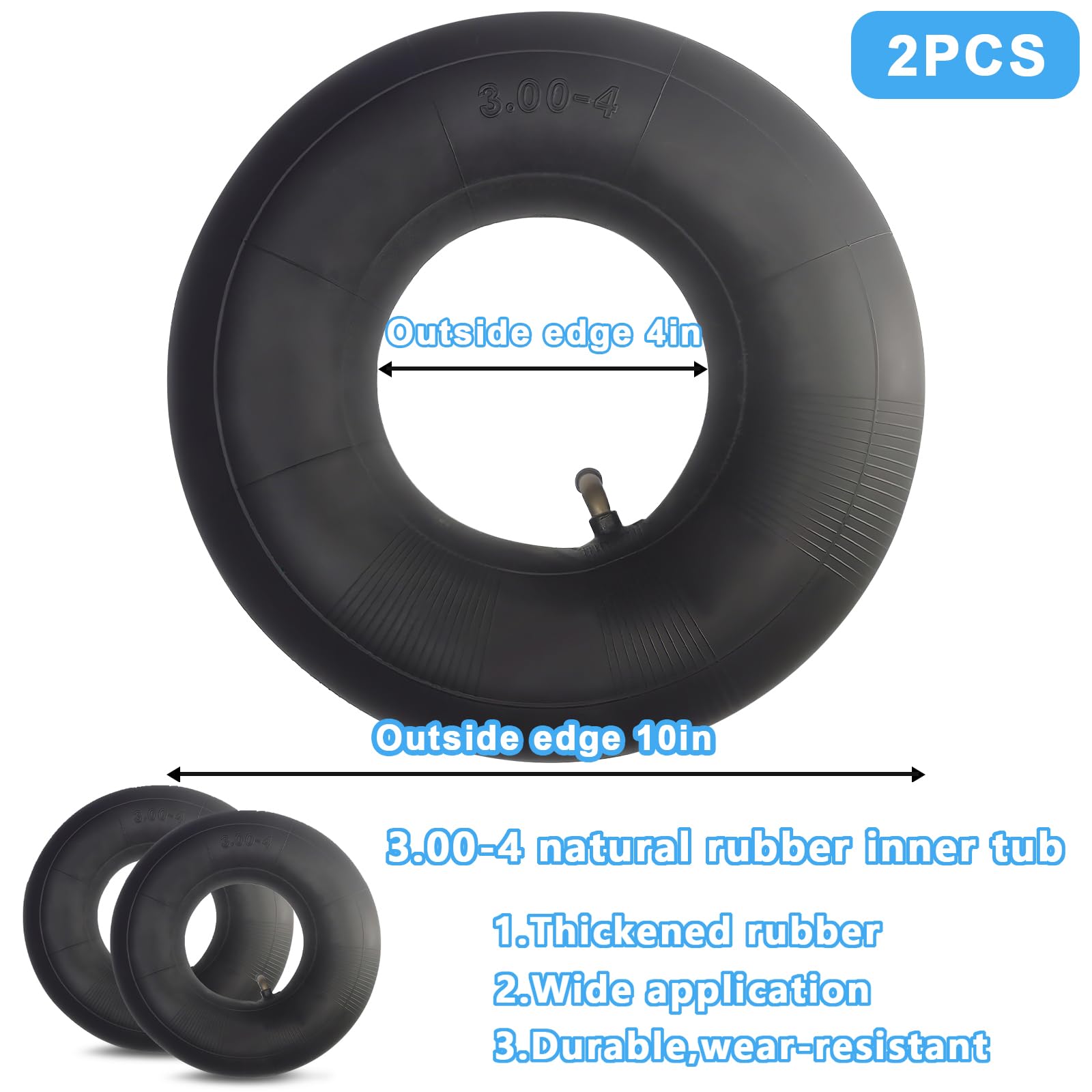 2X Dętka 3,00–4 dla koła taczki Schlauch z oponą TR87 260 × 85 mm Dętka do taczki Dętka wewnętrzna Dętka do koła taczki Opony zapasowe
