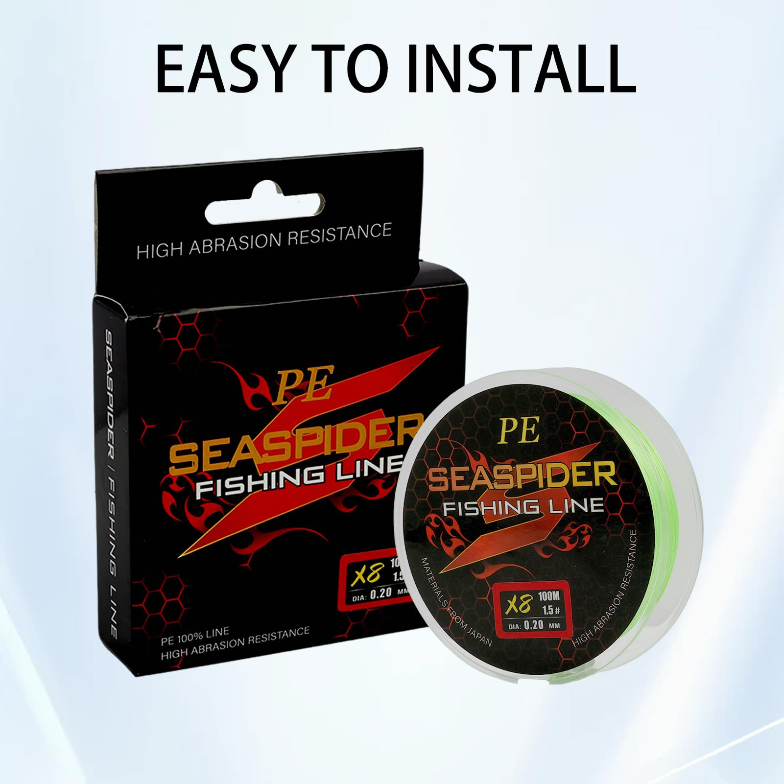 100m Tresse Fil de Peche 8 brins fluorocarbone, pour la Pêche au Lancer et Jigging, Couleur Vert pour Visibilité Accrue, Haute Flexibilité et Résistance à l'abrasion