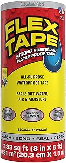 Flex Tape Rubberized Waterproof Tape, 8" X 5', Clear, 2.6 Lb