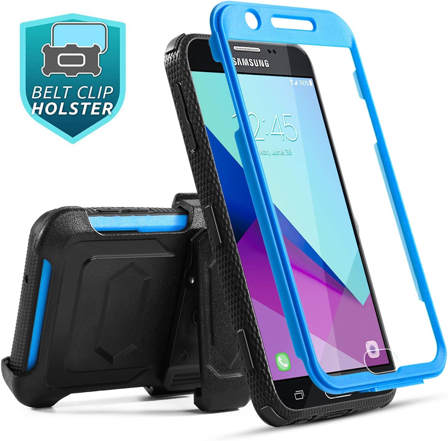 Galaxy J7 V Case, Galaxy J7 Prime Case, Galaxy J7 Perx Case, Galaxy J7 Sky Pro / Galaxy Halo Case, OEAGO Samsung Galaxy J7 2017 Case Tough Rugged Dual Layer Protective Case with Kickstand - Blue