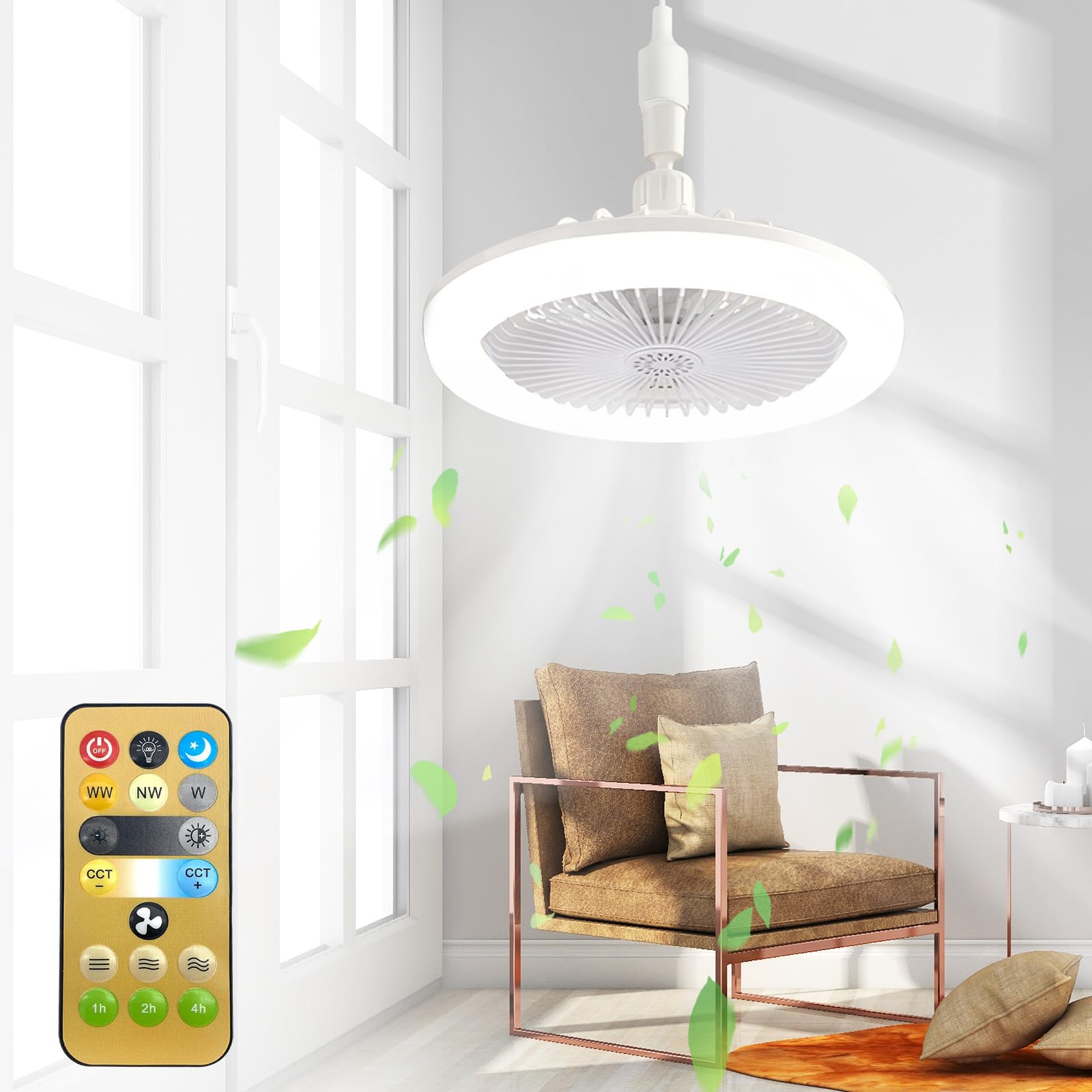 Lampadario Ventilatore da Soffitto, Lampadario VentolaconLuce, LED Ventola Soffitto con Luce E27, Lampada Ventilatore da Soffitto con Telecomando, Ventilatori da Soffitto con Luce