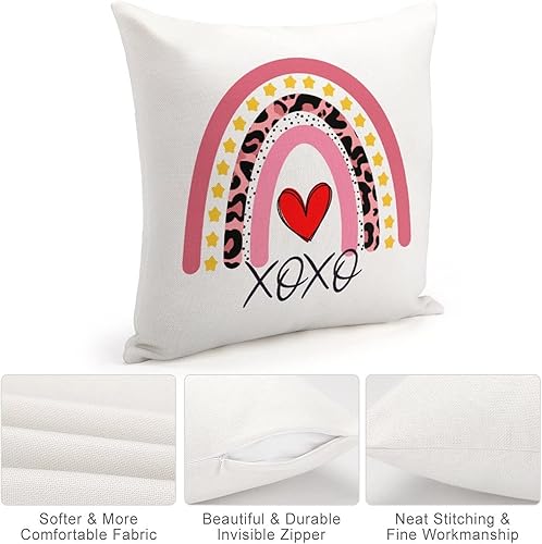 Miniatura 4 de Love Heart Throw Cushion Cover Case XOXO Rainbow Heart Decorative Pillow Cover Linen Square Zipped Pillow Case for Couch Bed Car Living Room