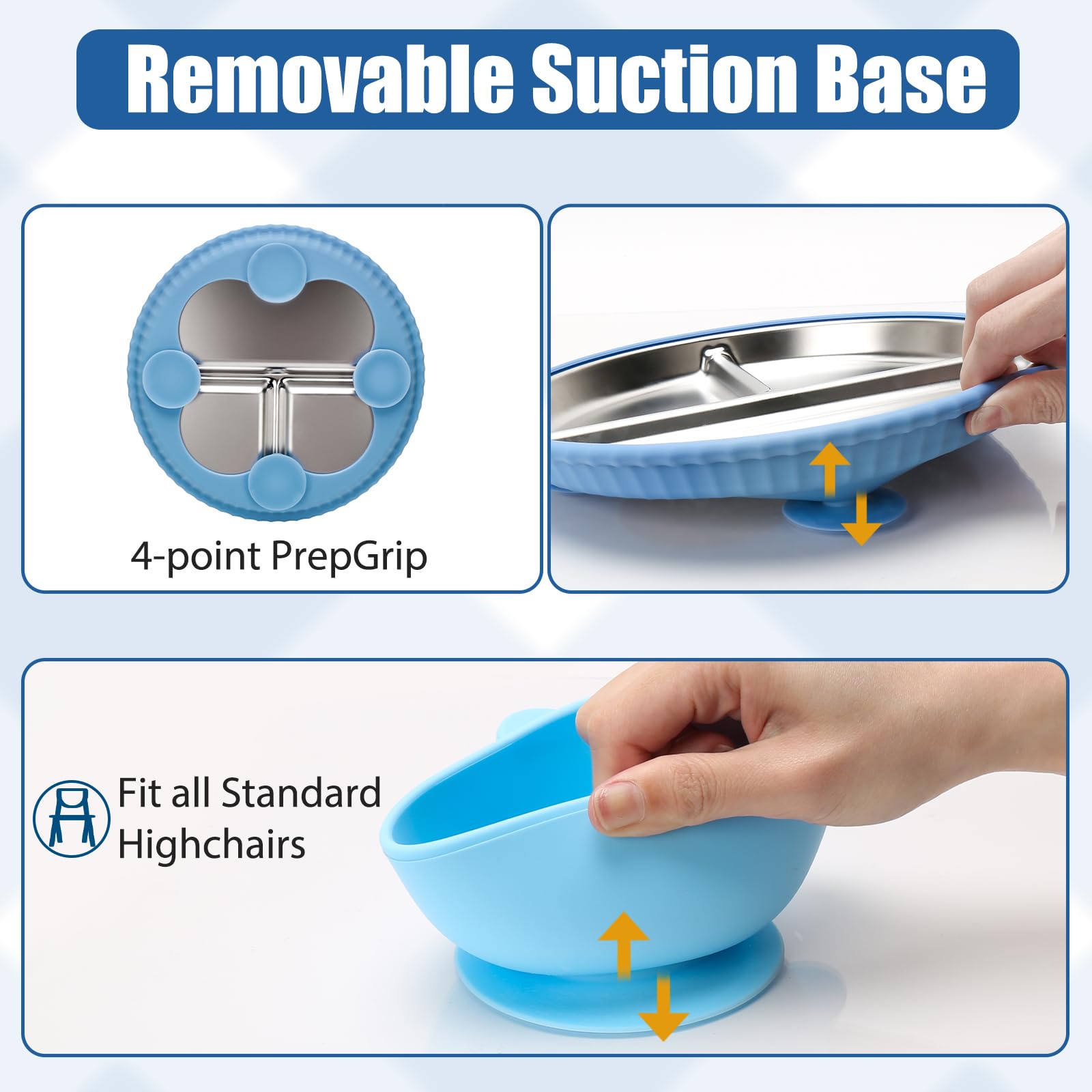 2 Assiettes En Acier Inoxydable + 2 Bol Bebe En Acier Inoxydable, 2 En