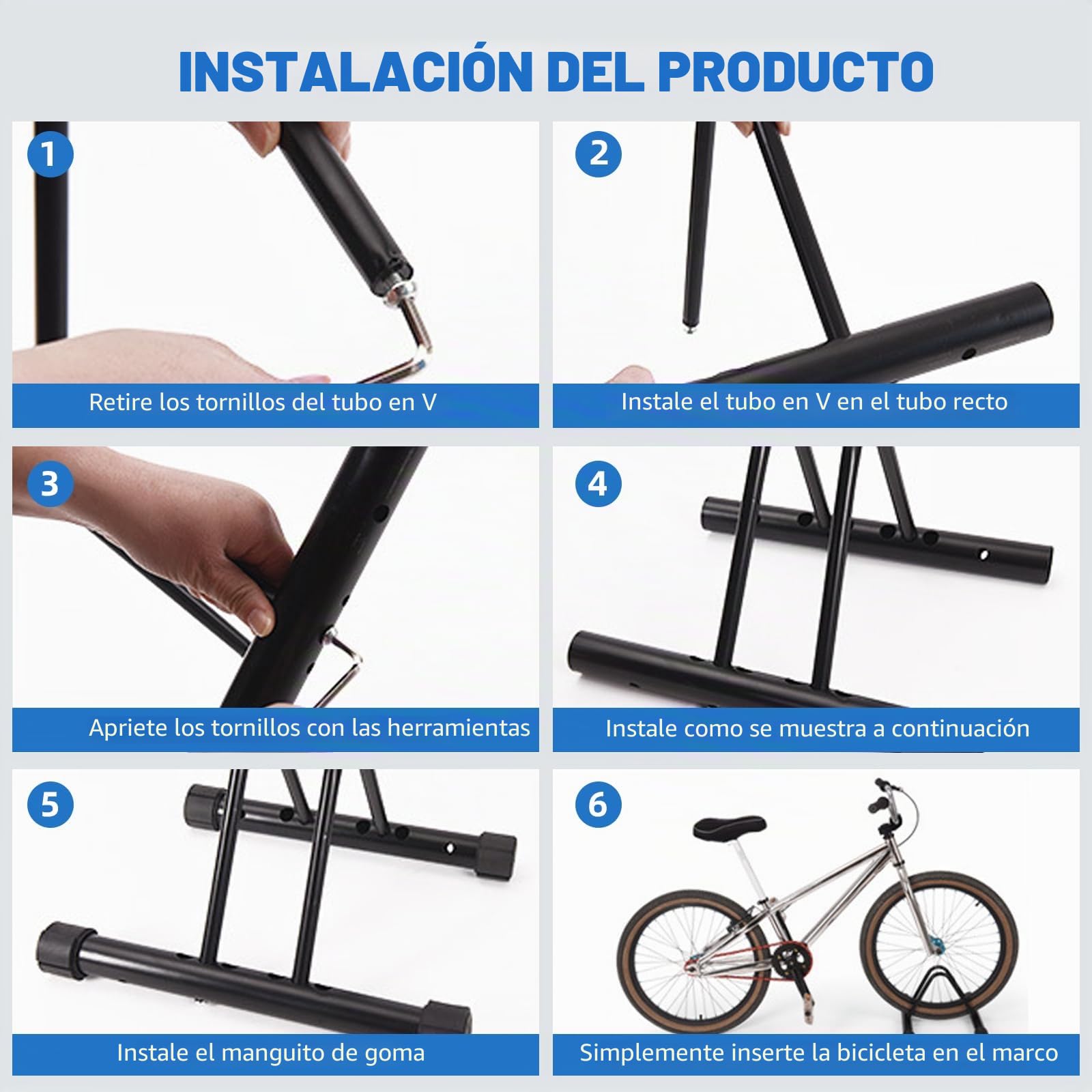 ENGWE MTB Soporte para bicicleta, estante de almacenamiento para 3 bicicletas, soporte de metal para estacionamiento al aire libre para garaje o cobertizo (3 estaciones de bicicletas)