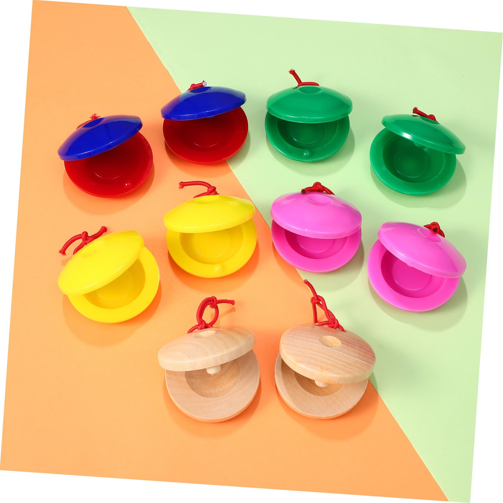 Juguete de Castañuelas de Madera y Plástico para Niños, 24 Piezas, Instrumento Musical Educativo para Entrenamiento Auditivo y Comunicación Familiar