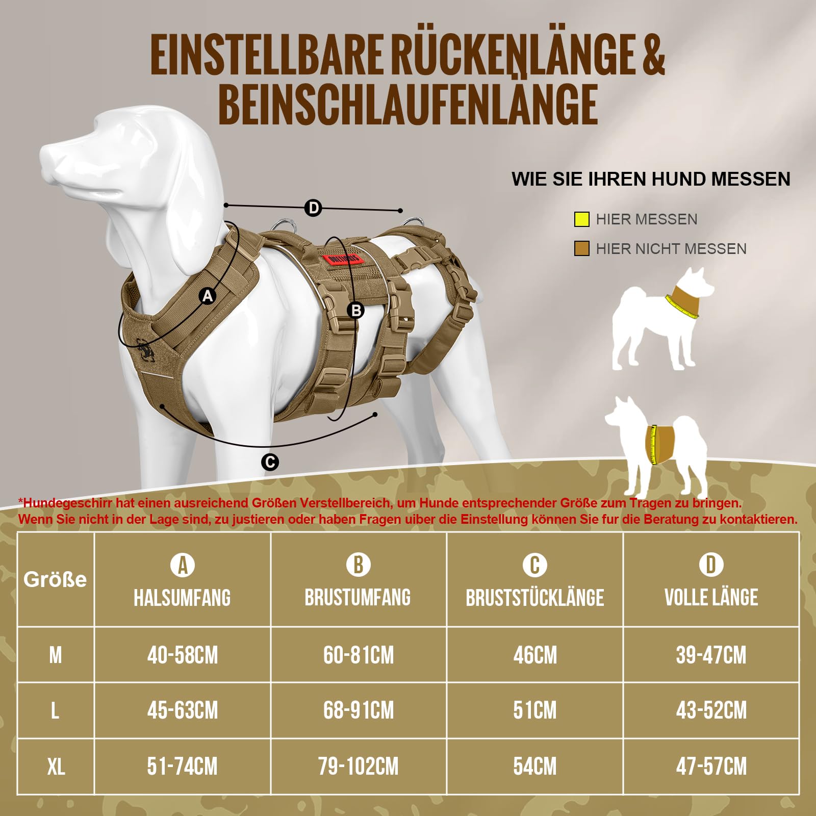 OneTigris Pettorina per cani, SKYEWALKER Supporto Imbracatura regolabile con 2 manici per supporto e riabilitazione, adatta per cani di taglia media e grande, marrone, L