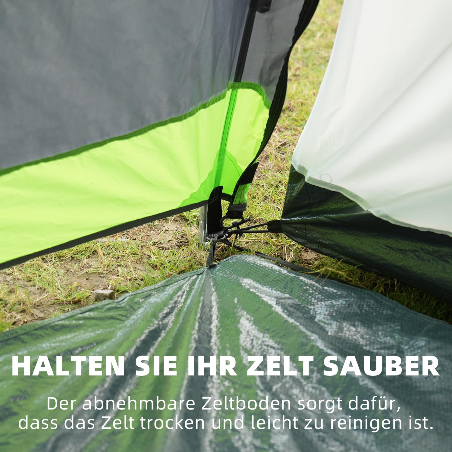 Tunnelzelt für 4 Personen, Tipi-Zelt Groß Campingzelt mit Schlafkabine, 3000 mm wasserdichtes Familienzelt, Hauszelt mit 3 Eingängen, Glamping-Zelt mit abnehmbarem Zeltboden
