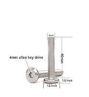 Vista 2 de binifiMux 10 unids M6 x 1.575 in tapa plana Allen pernos remaches tornillos de conexión para muebles 304 acero inoxidable