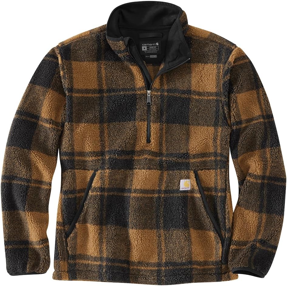 Carhartt mens Loose Fit Fleece Pullover XX-Large Carhartt Brown/Black Plaid