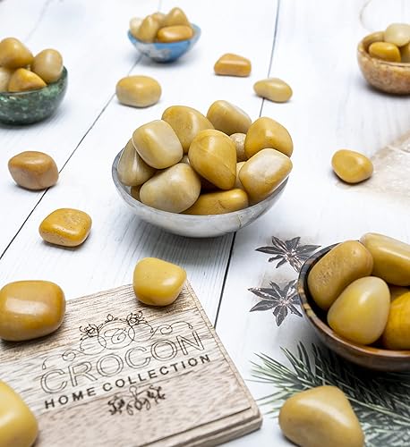 Miniatura 9 de Crocon Piedras y cristales de aventruine amarillo de 1 libra, a granel, más de 2000 quilates, piedra pulida, colección de rocas, jarrón de