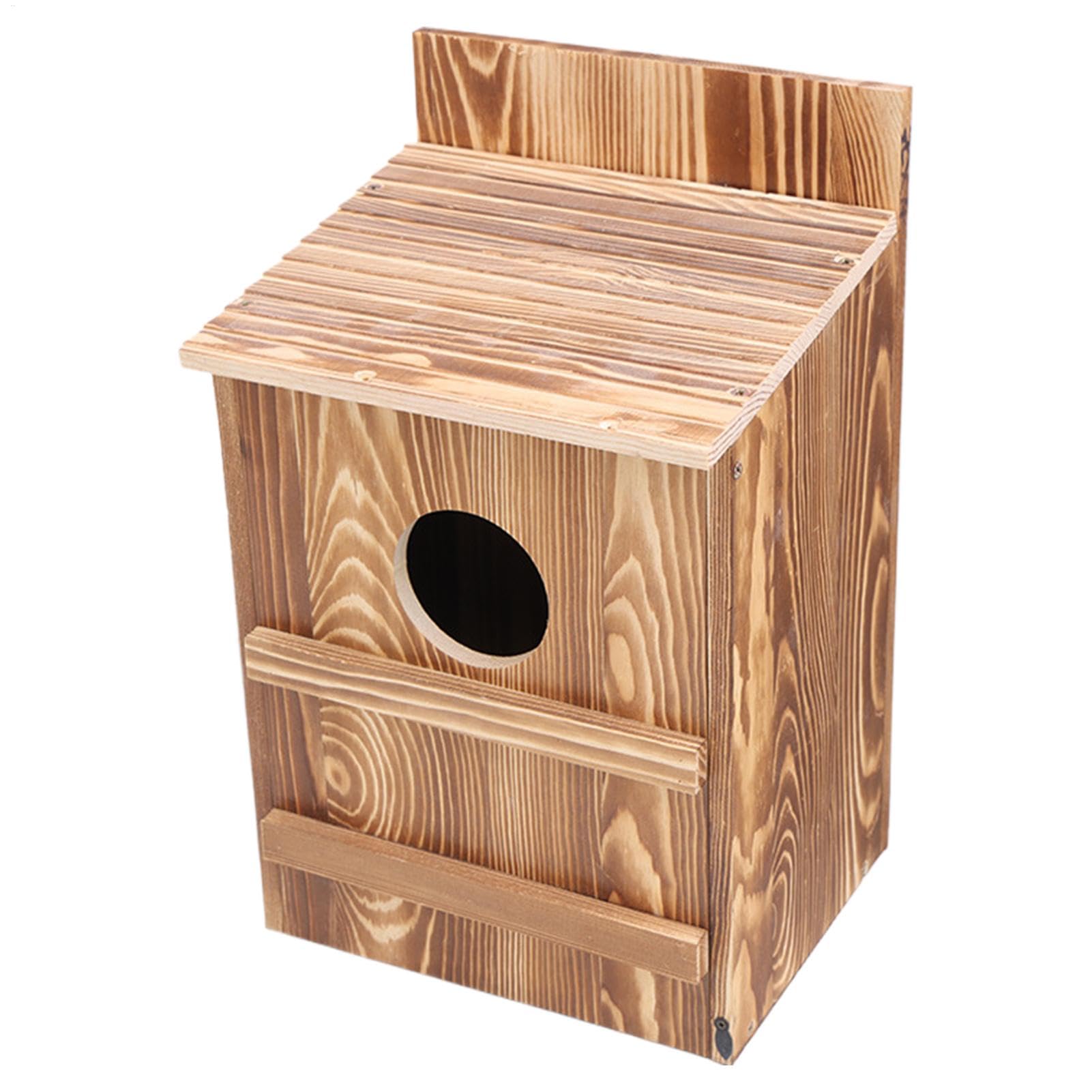 Caja de anidación de búho, Caja de anidación de pájaros de Madera, casa de pájaros, fácil Montaje, Apertura Circular, Refugio Hecho a Mano para pájaros cernícalos