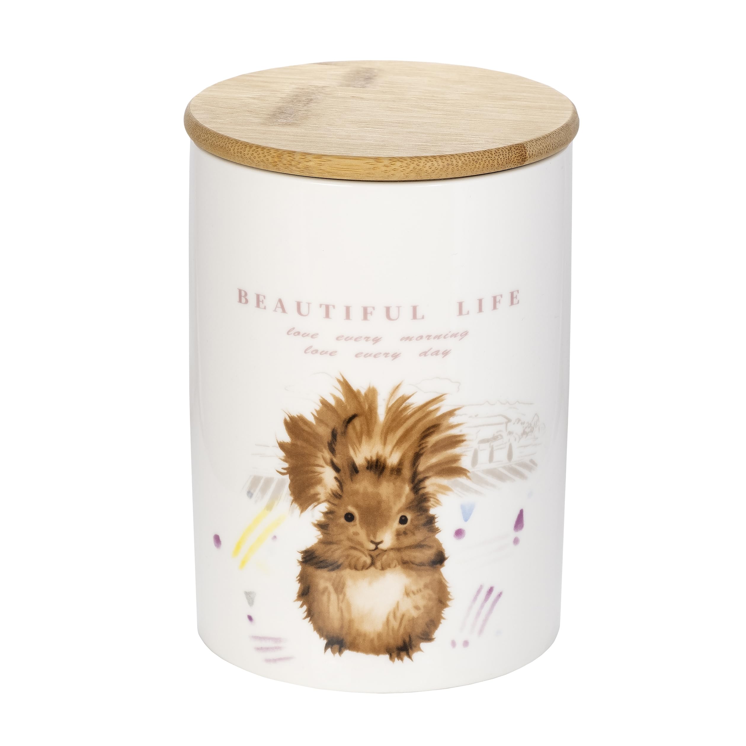 SPOTTED DOG GIFT COMPANY Juego de 3 Botes Cocina Almacenaje de Cerámica con Estampado de Ardilla Búho Ganso, Recipientes Herméticos para Alimentos con Tapa, Regalo para Amantes Animales