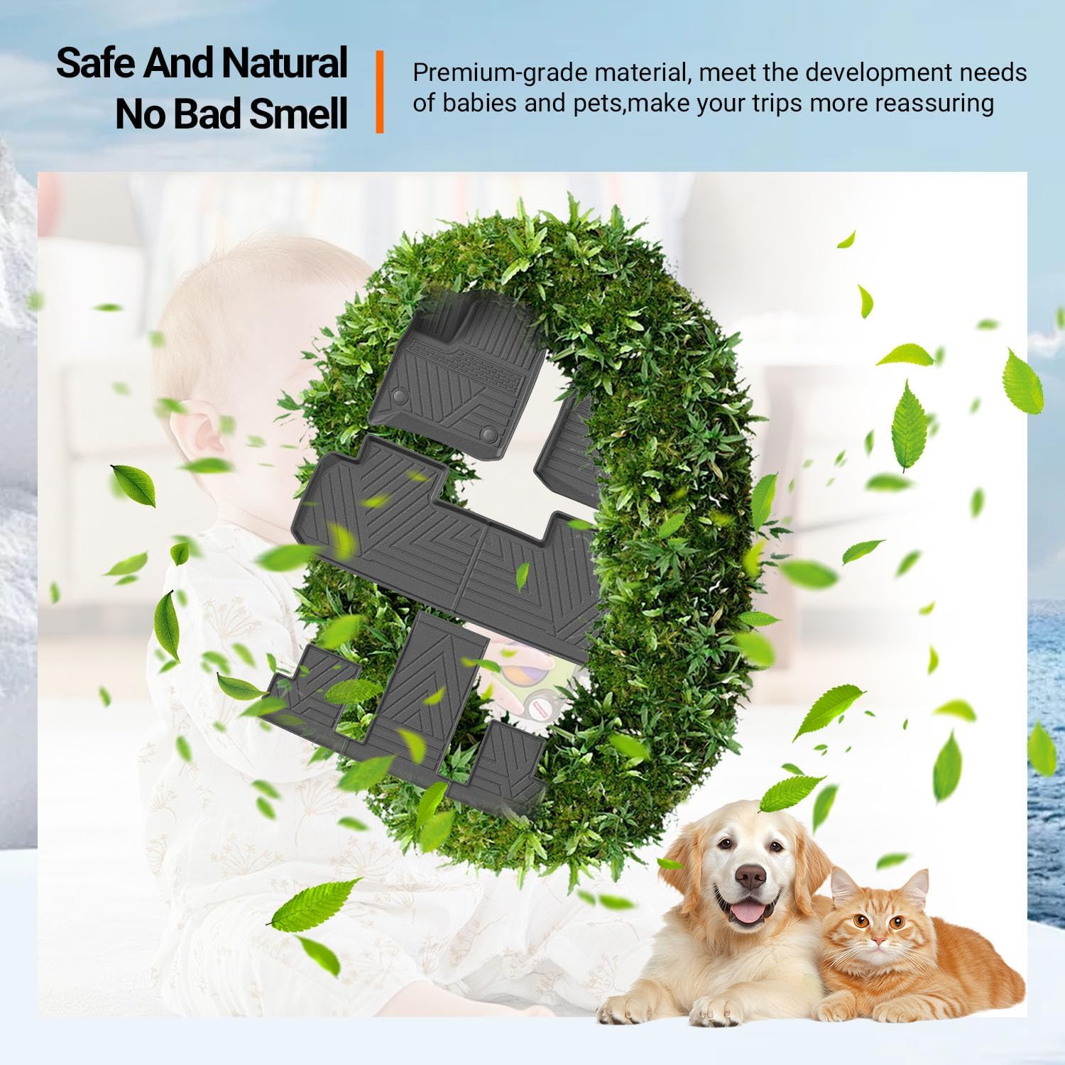 powoq Floor Mat Compatible with 18-24 Chevy Traverse Cargo Mat Replacement for 2018-2024 Chevy Traverse Accessories(Trunk+Backrest+7Seats Floor Mat) - Image 6