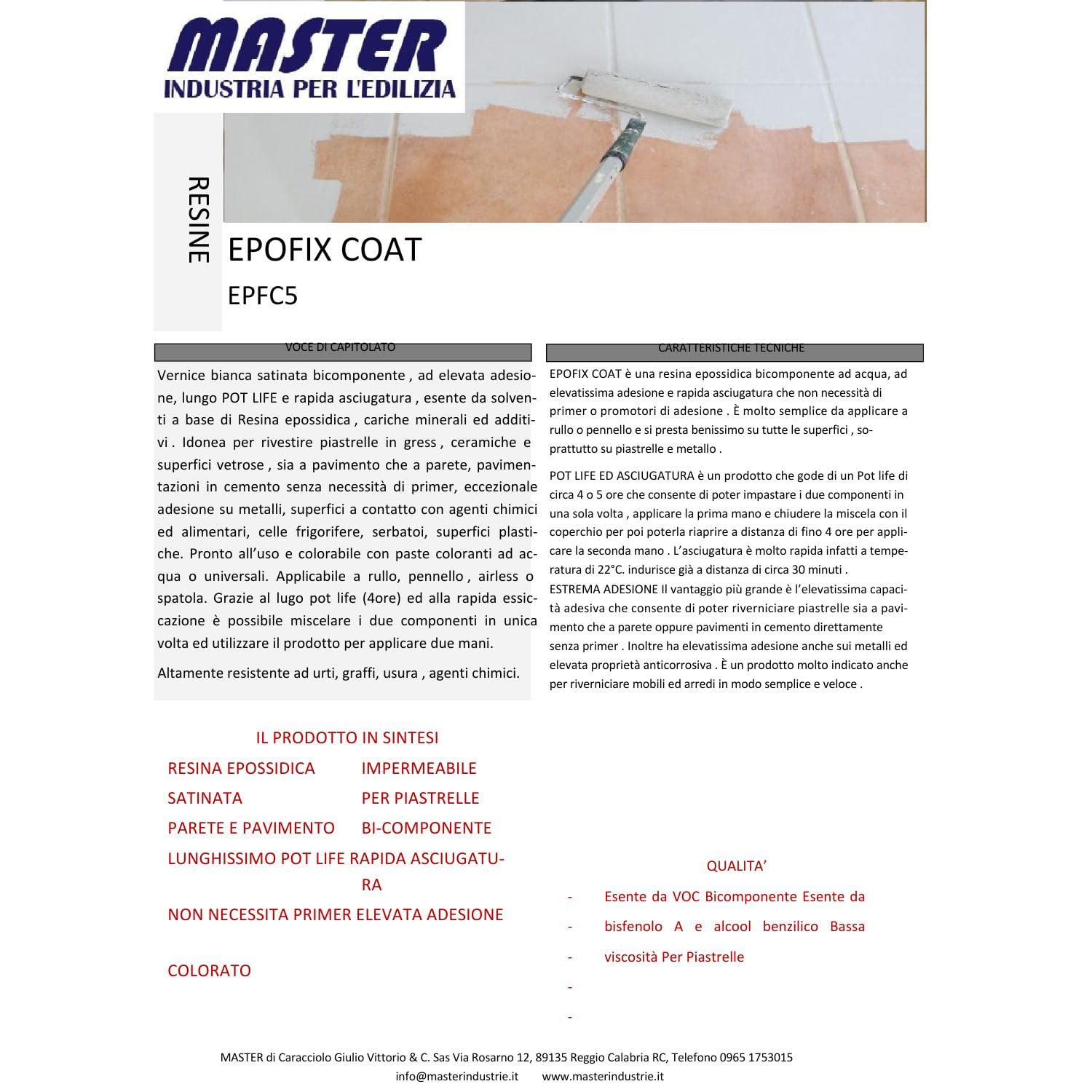 Resina Epossidica Satinata per Piastrelle e Superfici Facile Applicazione 12 MQ (Epofix Coat) (RAL9010, 1 Kg)
