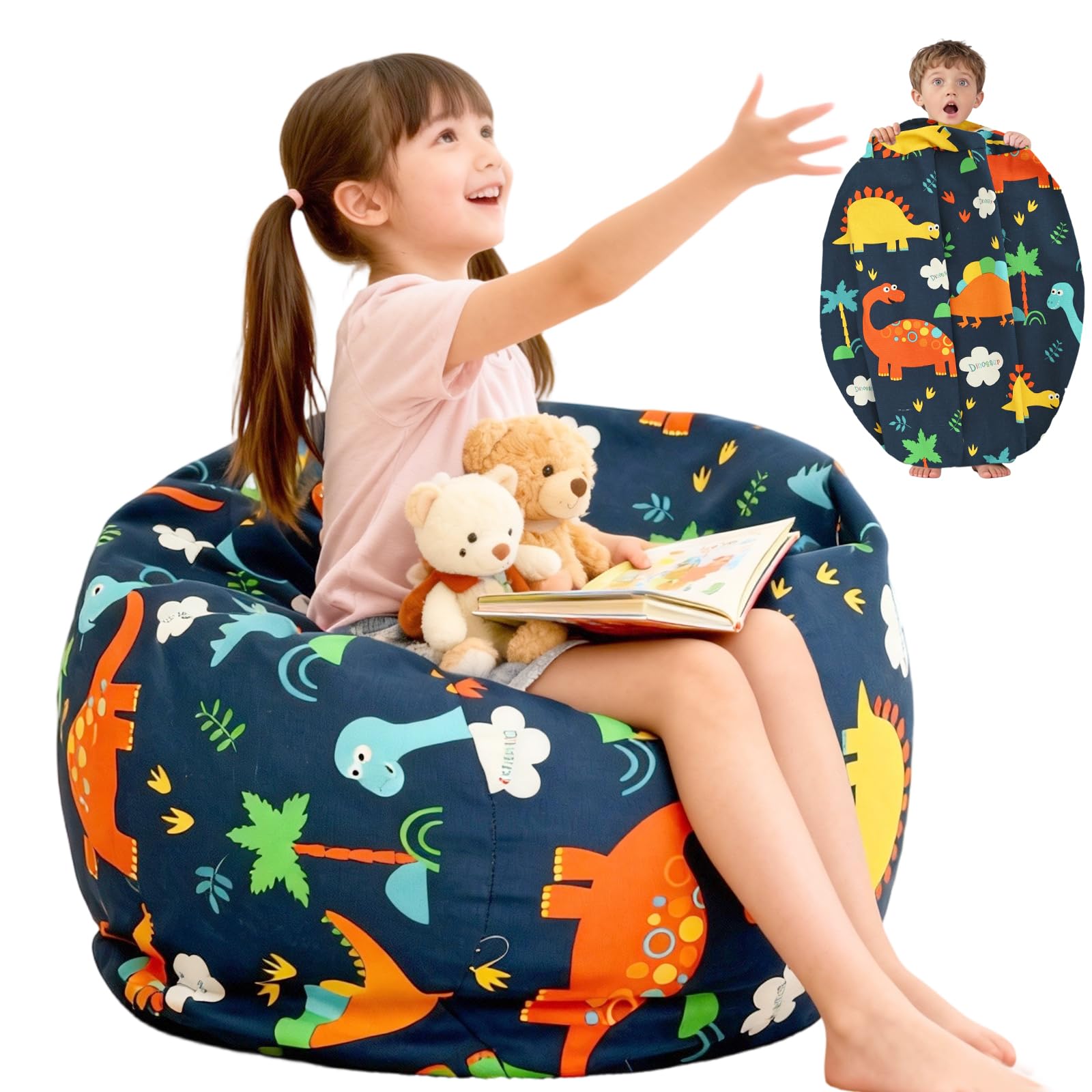 Toy Storage Bag, Cuddly Toy Storage Bean Bag, Children's Bean Bag Sofa, Bean Bag Toy Storage with Zip, Bag Toy Storage, for Clothes, Toys