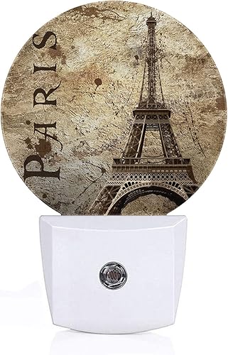 Axayaz París Luz nocturna Torre Eiffel Europa Travel Landmark Vintage View Old Grunge Plug in Lámpara de noche Auto Sensor Energético Eficiente del