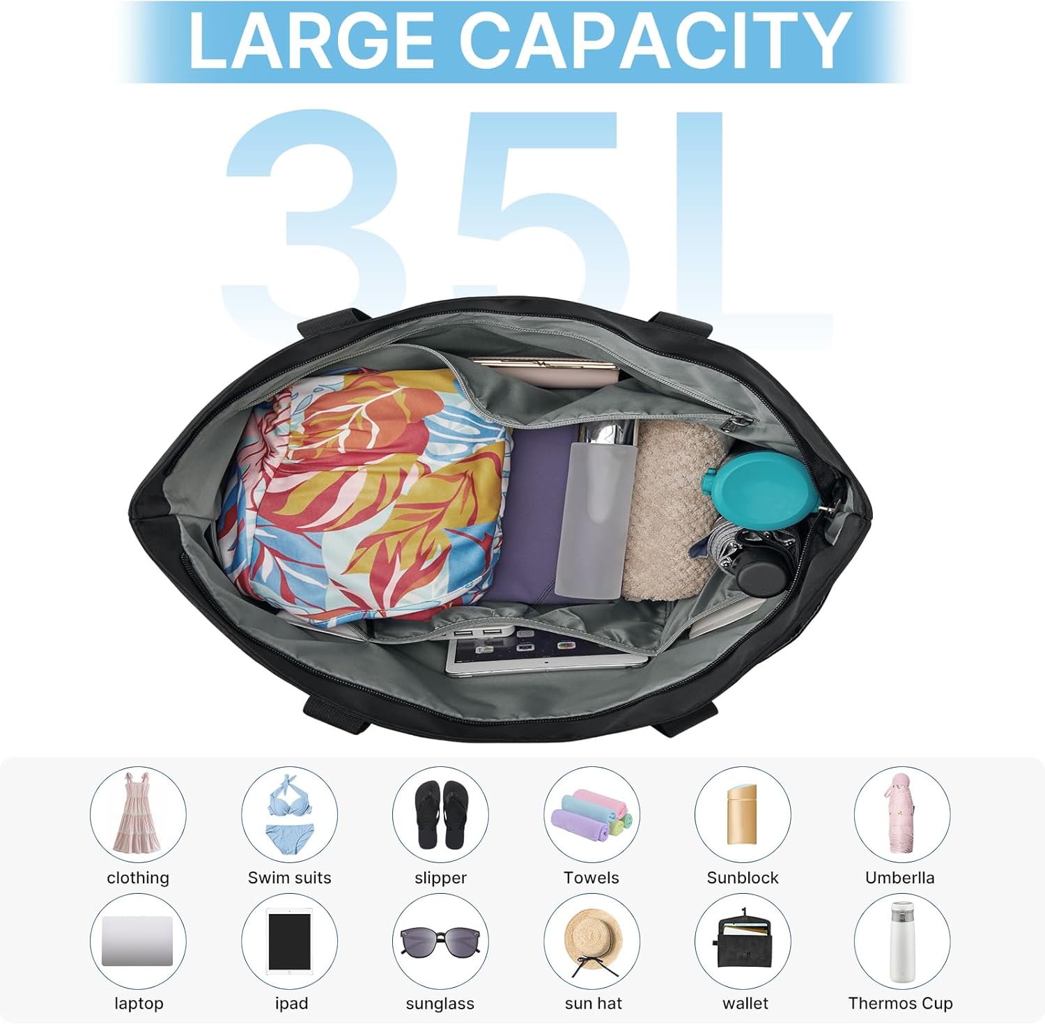 G4Free Beach Bag,Waterproof Beach Tote Pool Bags for Women,Compatible with Stanley Cup,Foldablefor Weekender Travel - Image 6