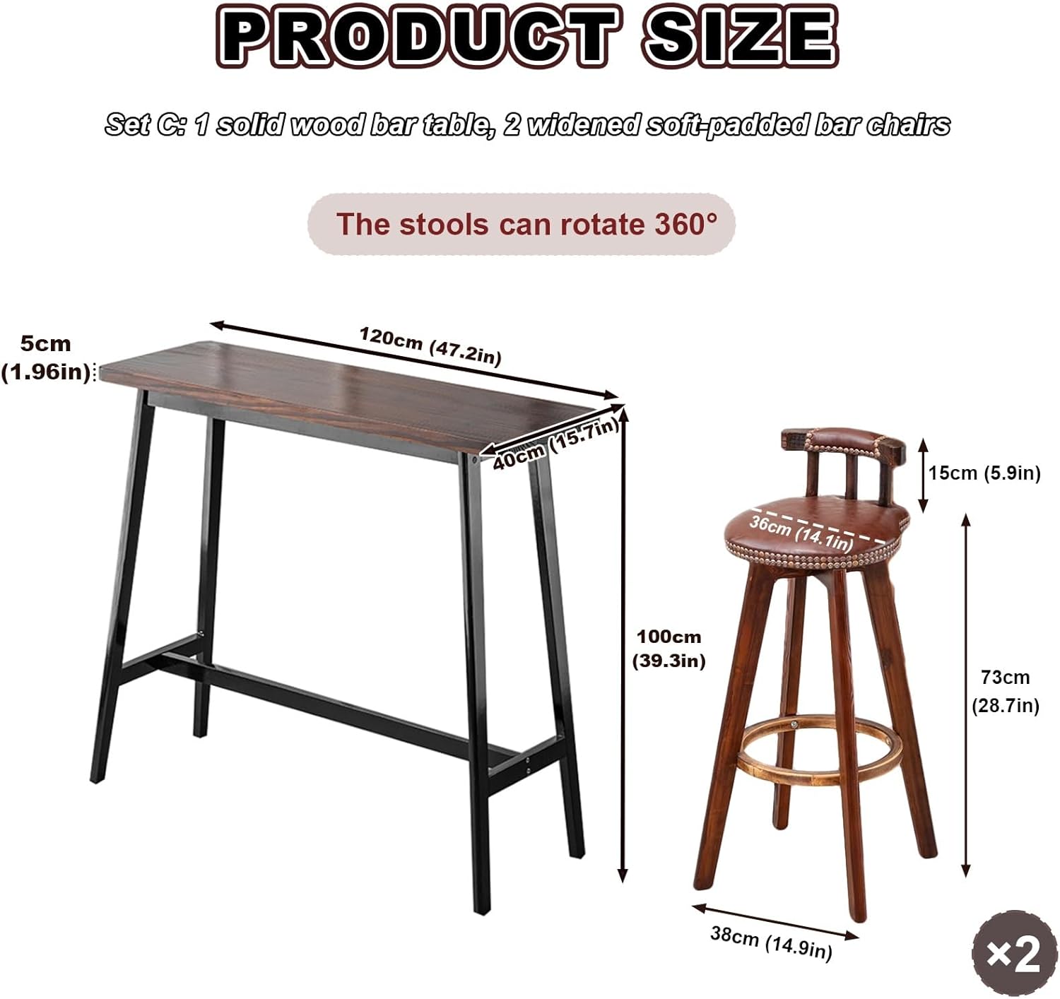 Natural Solid Wood Pub Table – Modern Counter Height Dining Table, Industrial Narrow Coffee Bar Table, Perfect for Home, Restaurant & Bar, Space-Saving Design.