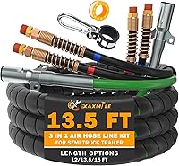 XaXmTee 13.5 FT 3-in-1 Semi Truck Air Lines Kit: Trailer Air Brake Hoses & ABS Cord Assembly, SAE Certified, Spring Protected