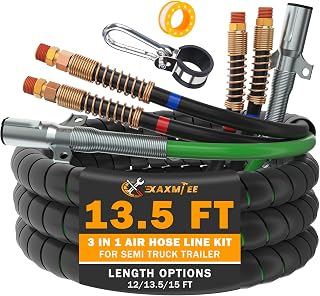 XaXmTee 13.5 FT 3-in-1 Semi Truck Air Lines Kit: Trailer Air Brake Hoses & ABS Cord Assembly, SAE Certified, Spring Protected