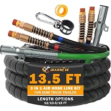 13.5 FT Semi Truck Air Lines Kit 3IN1 Trailer Cord and Air Brake Hoses Assembly Without Rubber Gladhand Handles for Semi Truck Trailer Tractor