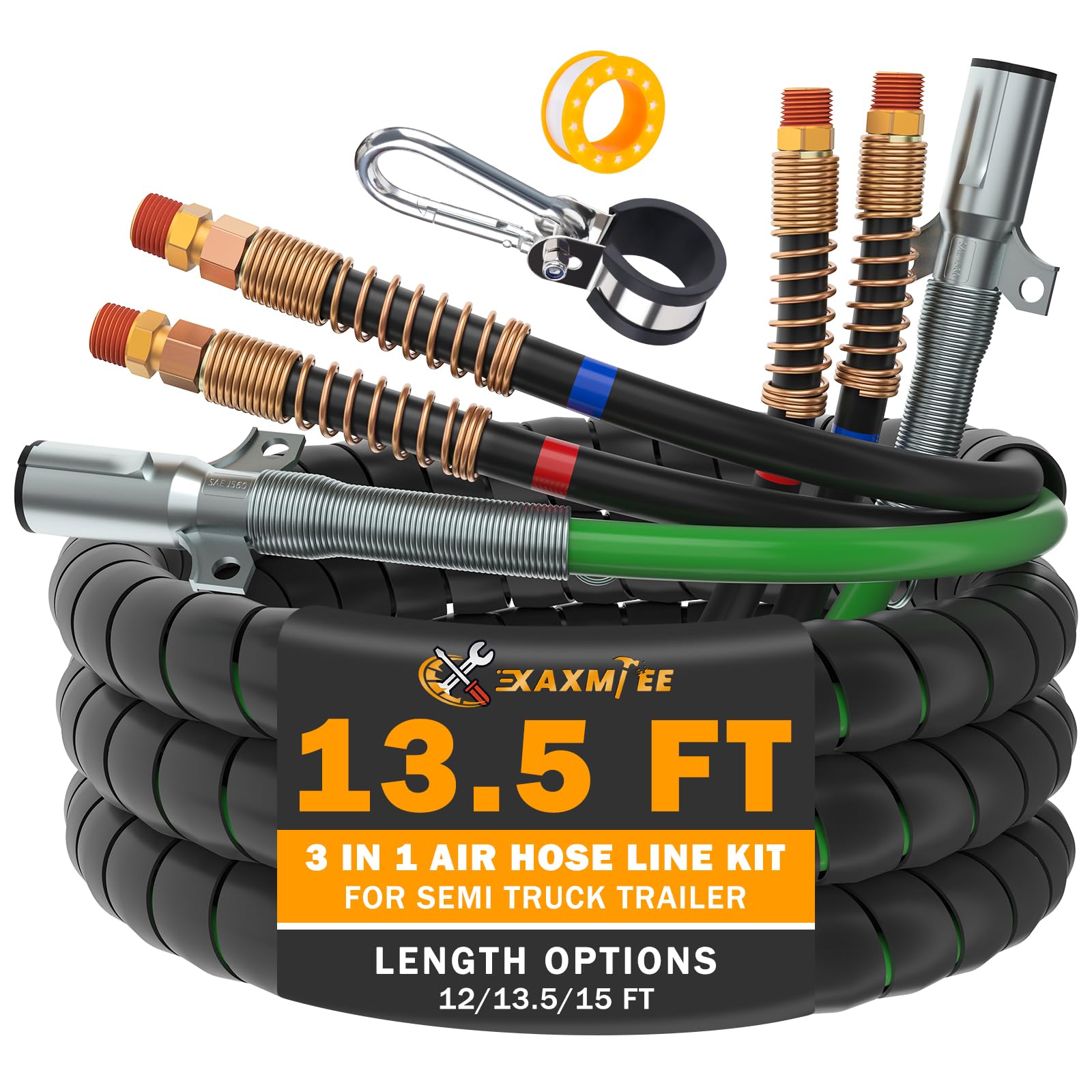 13.5 FT 3-IN-1 Semi Truck Air Lines Kit for Truck Trailer Tractor