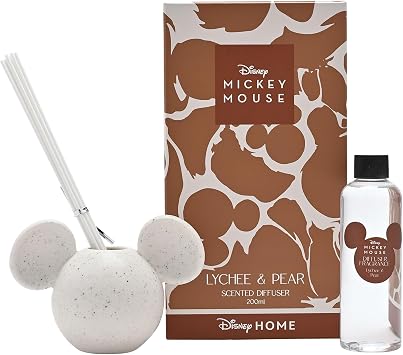 Disney - Mickey Mouse White Ceramic Container Scented Diffuser with Fragrance - Lychee & Pair - Officially Licensed Disney Product - Height 11cm x Width 14cm