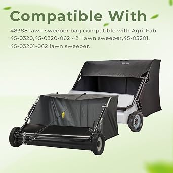 48388 Hopper Bag Assembly Fit for Agri-Fab 42 Tow Lawn Sweeper Parts | 12 Cubic Feet Lawn & Leaf Sweeper Hopper Bag Replacement for Agri-Fab 45-0320,45-03201 Lawn Sweeper