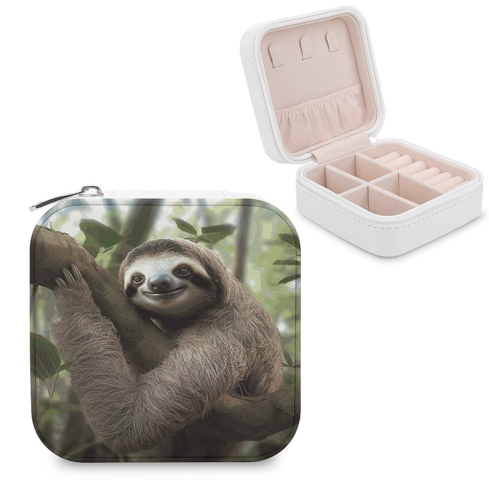 FekiLoot Sloth Animal Jewelry Box Exquisite Jewelry Organizer Silver Gold Trinket Storage Case Multi Compartments Cute Earrings Ring Necklace Holder For Woman Household Gift