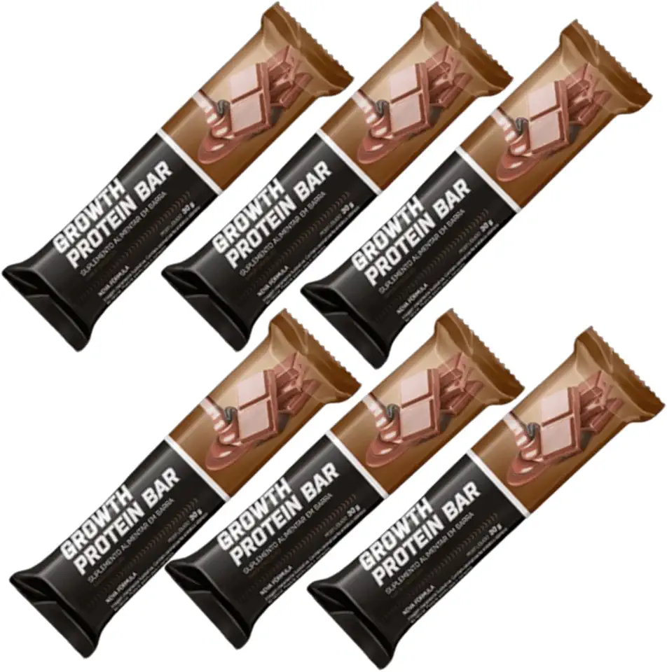 Barra de Whey Protein 30g Chocolte - kit com 6 un - Growth Supplements