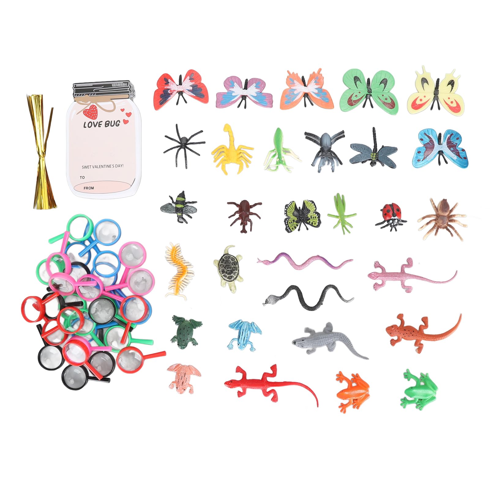 Cocoarm Biglietti di San Carta e Plastica Set di Carte Regalo con Insetti d'amore 30 Biglietti con Decorazioni di Insetti Facile da Montare per Bambini Adulti Feste in Classe e Bomboniere di San