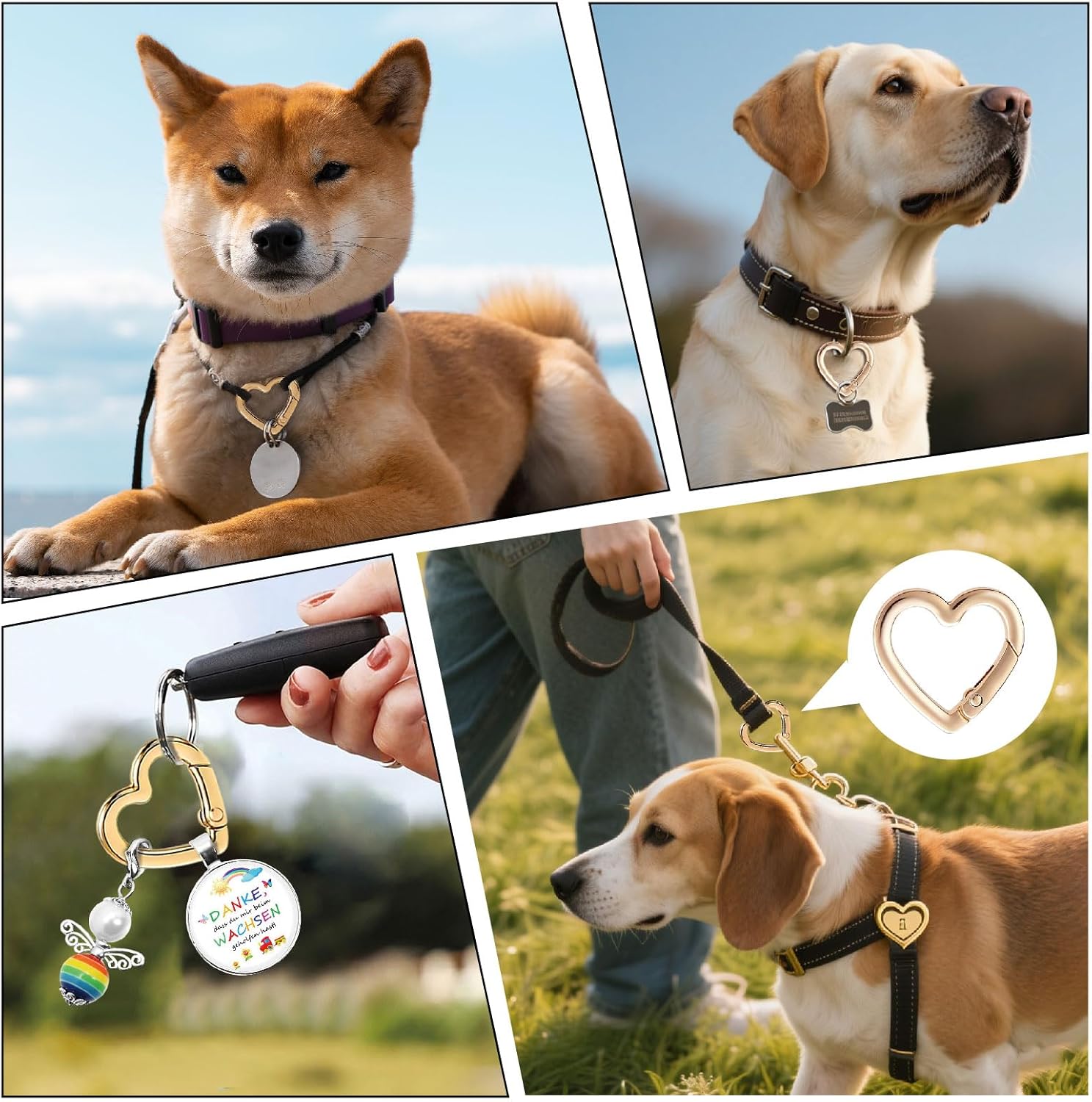 Heart Shaped Carabiner: 10Pcs Cute Heart Keychain Clips Gold Metal Spring Key Rings Hook Snap Clasp Buckle for Backpack Bag Purse DIY Accessories - Image 7