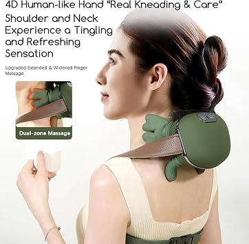 4D Bionic Hand Neck Massager with Heat, Electric Massager, Portable Neck and Shoulder Shiatsu Massager, Massage for Muscle Relaxation, Gifts for Women and Men